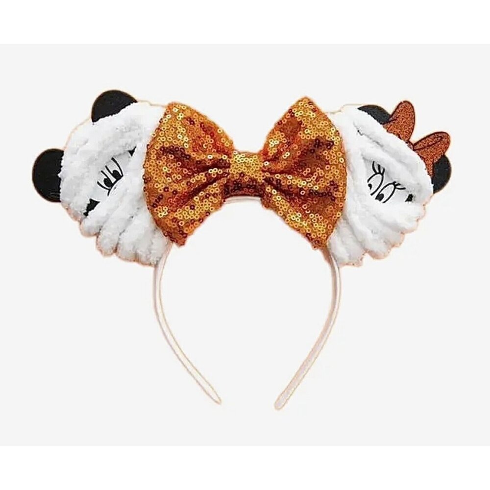 Disney MICKEY & MINNIE MOUSE MUMMY HALLOWEEN MOUSE EARS Headband Sequins NEW!